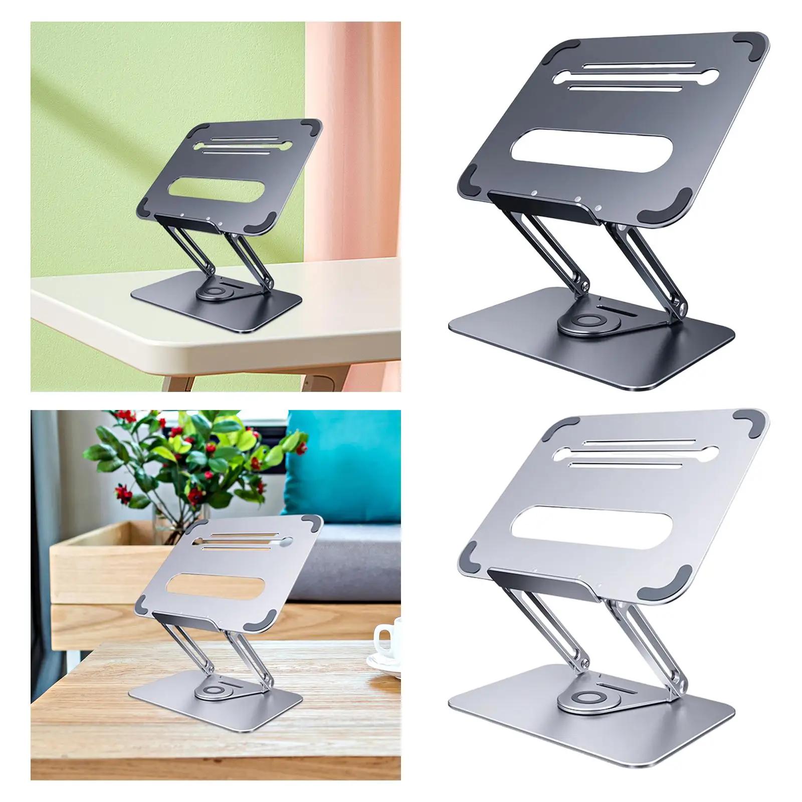 Laptop Stand with 360 Rotating Base Adjustable Notebook Holder for Desk Swivel Computer Riser for Laptop for All 10-17