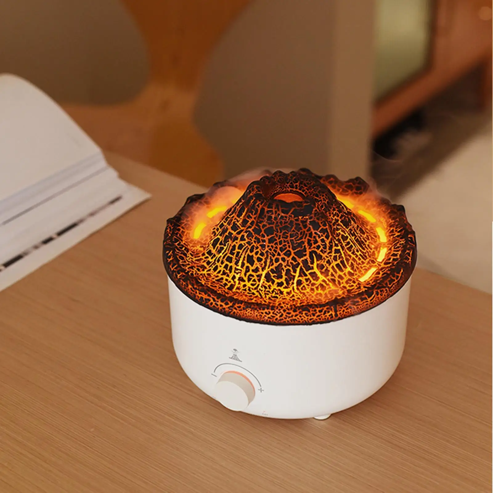 Essential Diffuser Simulation Flame Fragrance LED Light Air Humidifier for Dorm Home