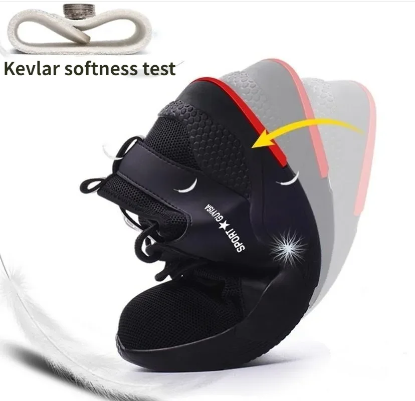 New Steel Toe Shoes Kevlar Fiber Safety Shoes Men's and Women's Breathable and Durable Steel Toe Work Shoes Fashion Large 36-49