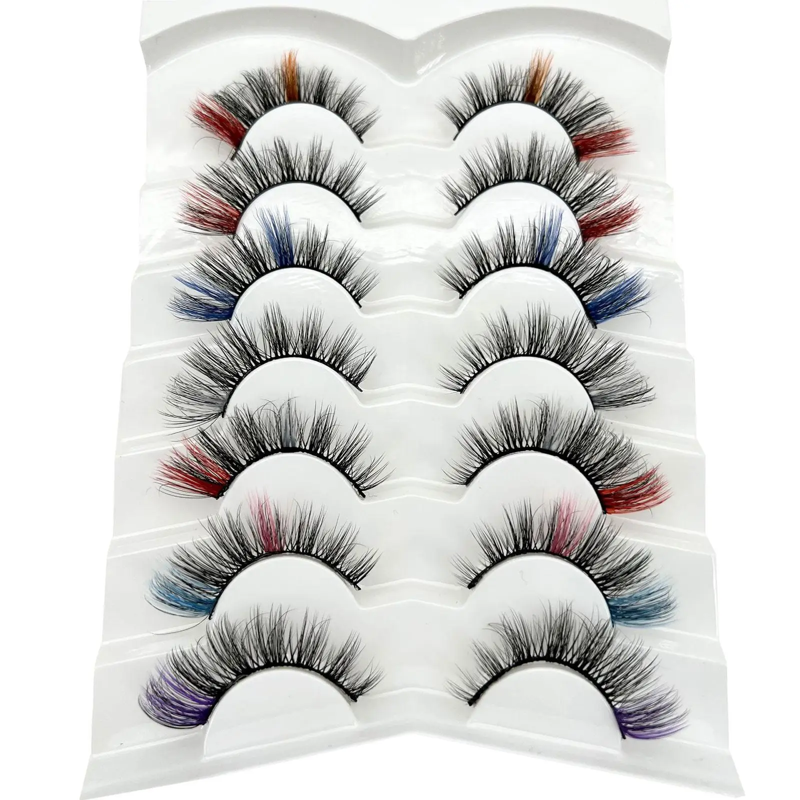14Pieces Colored Lashes Natural Look Fake Eyelashes Soft Natural Long False Lashes with Color for Thanksgiving Cosplay