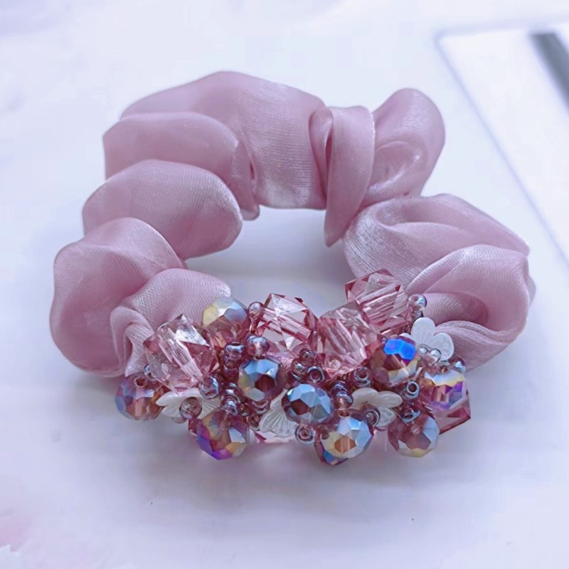 Sternenhimmel-Organza-Haargummis, elastisches Haarband, Blumen-Scrunchies, hochwertiges Haargummi für Damen, Hochsteckfrisur, Kopfschmuck – Detail 1