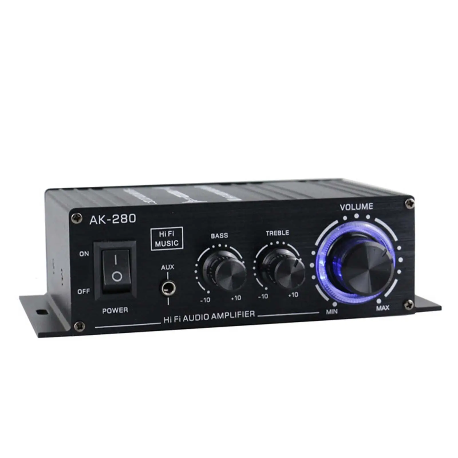 AK-280 Stereo Audio Power Amplifier Dual Channel Bass Treble Volume Adjustment 12V Stereo Receivers for Home Stereo Speakers