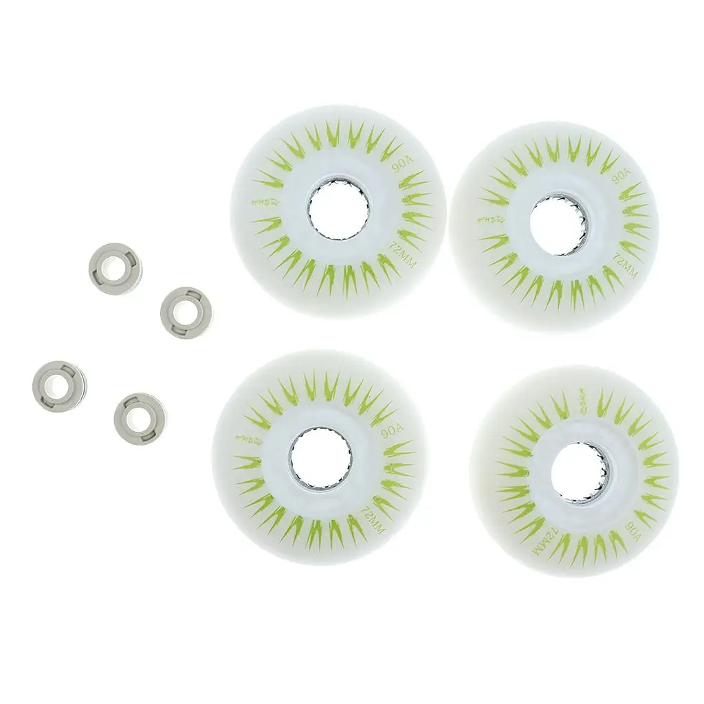 4 Pieces LED Lights Flashing Inline Roller Skating Replacement Wheels 72mm 76mm 80mm Green Red Blue White