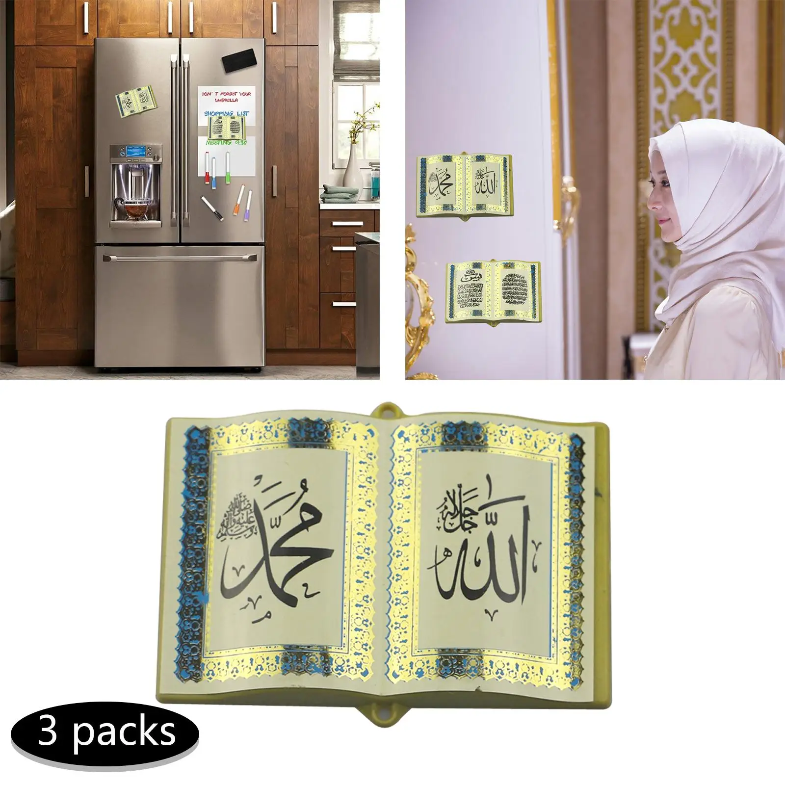 3Pcs Plastic Fridge Magnets Board Stickers Note Holder Refrigerator Magnet for Office Kitchen Whiteboard Home Eid Decor