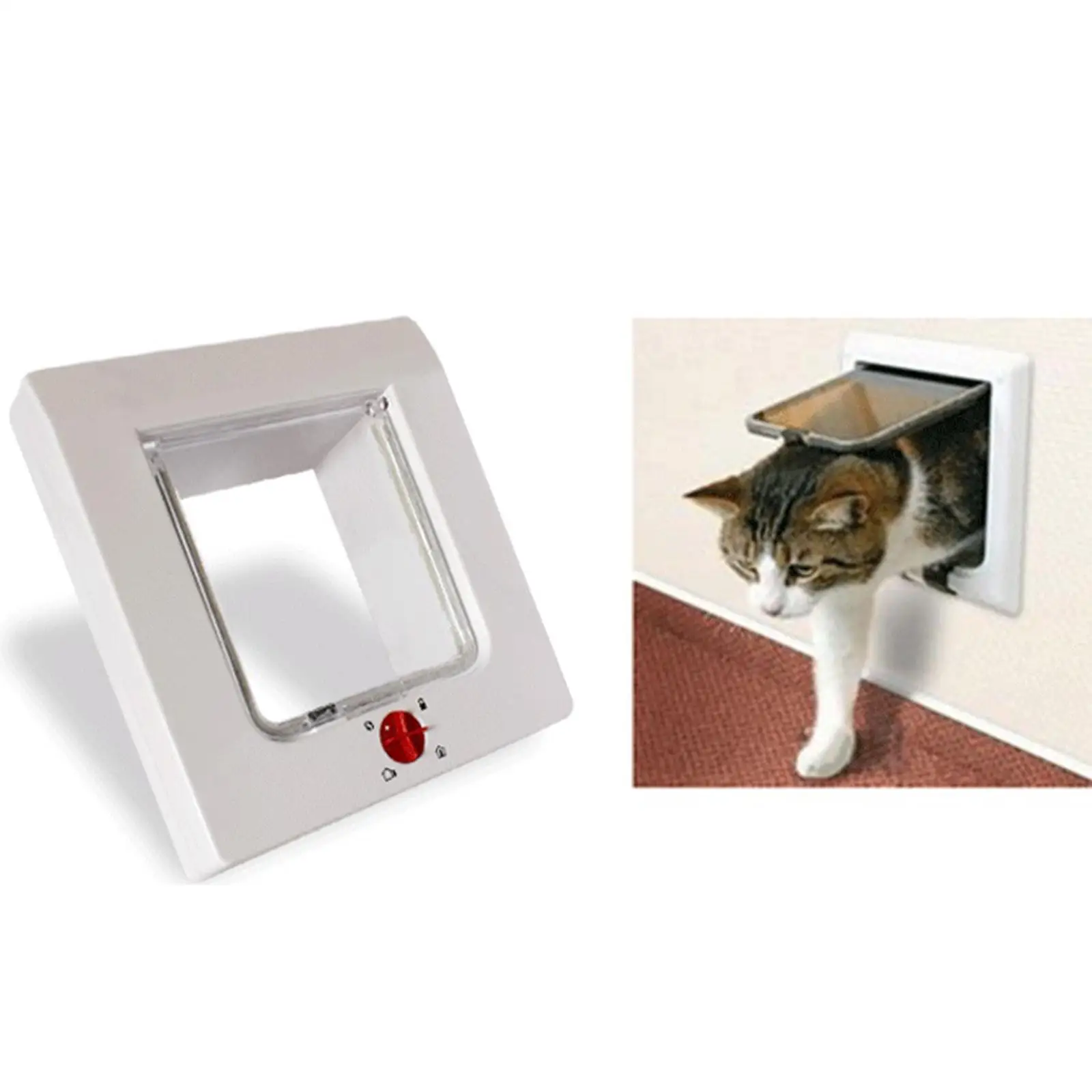 Large Cat Door, 4 Way Locking Cat Flap Door for Interior Exterior, Pet Door, for