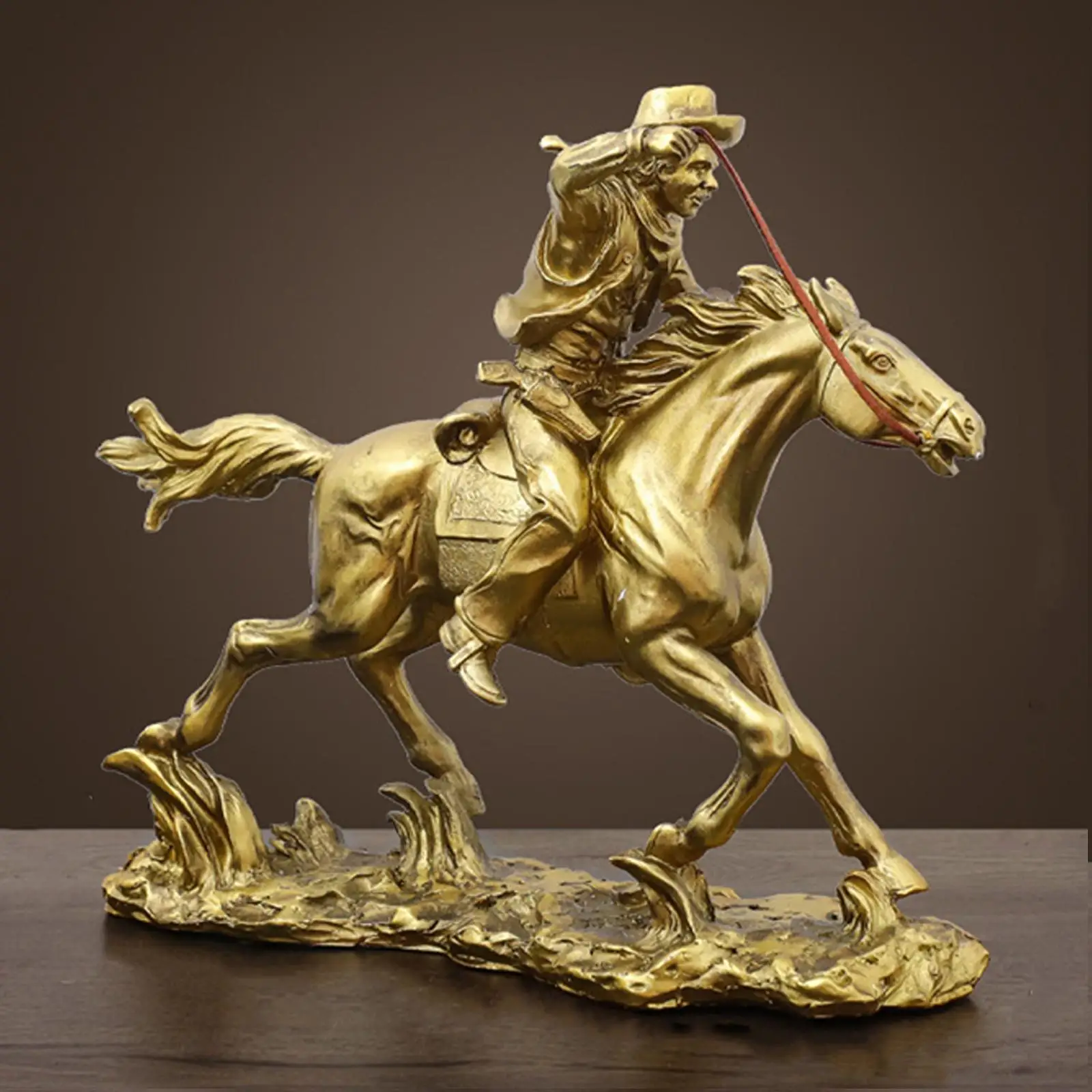 Horse Riding Statuette Sculpture Ornaments Animal Figure Statue for Shelf TV