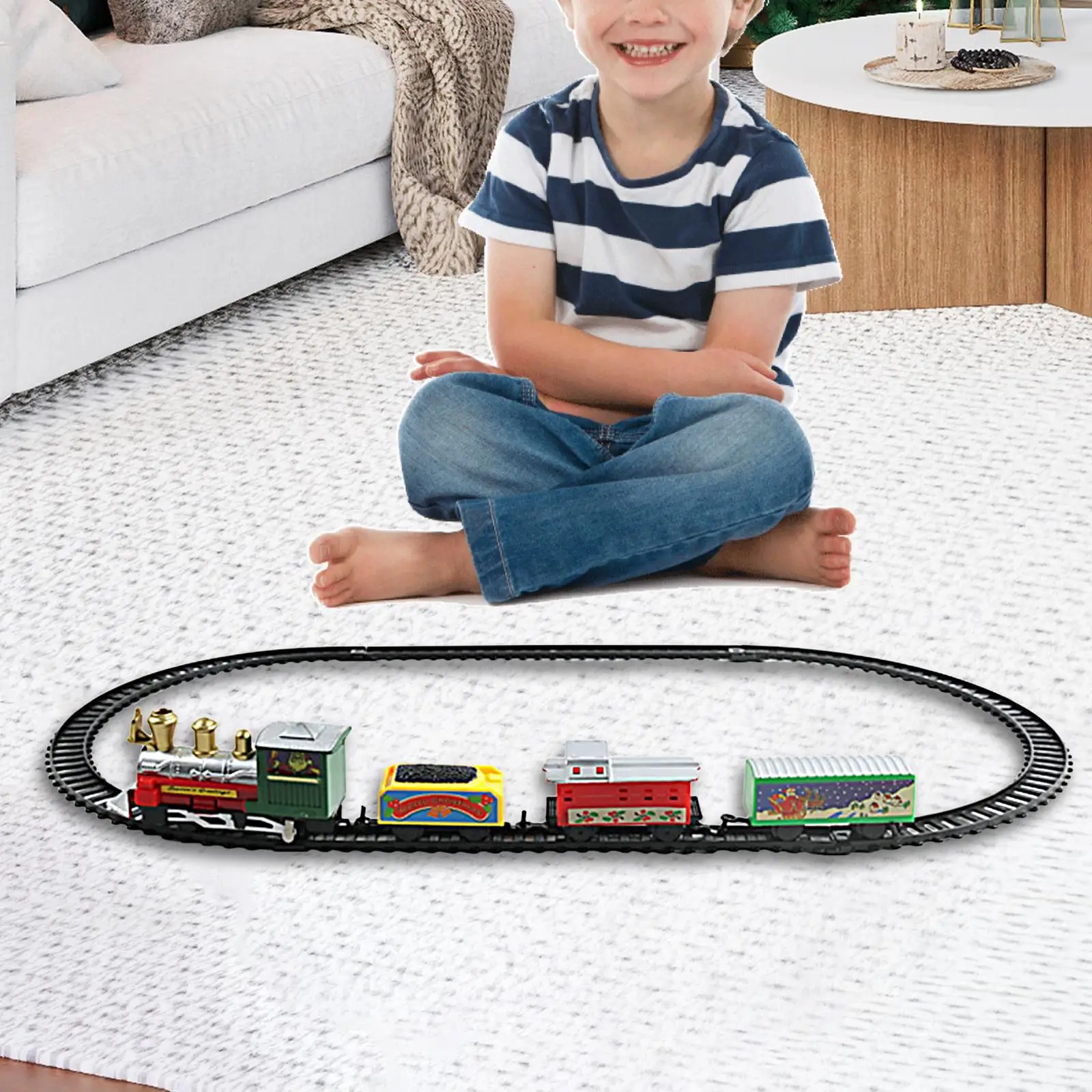 Electric Train Set Locomotive, Carriages and Tracks Rail Car Small Trains Track for Girls Preschool Boys Children Age 3~6