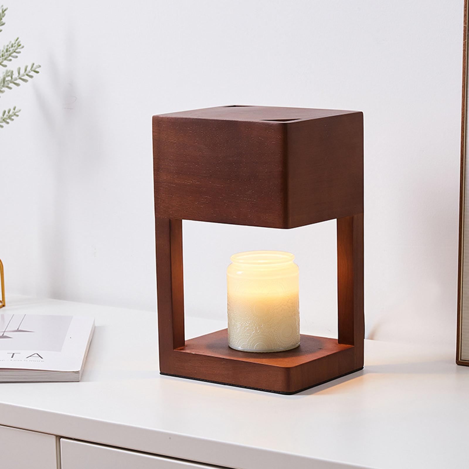 Electric Candle Warmer Lamp Wooden Base Table Lamp Candle Melter Wax Lamp for Bedroom