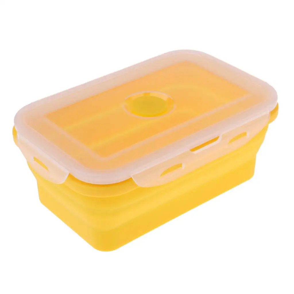 Silicone Lunch Box Foldable Storage Boxes Lunch  Storage Box with Lid