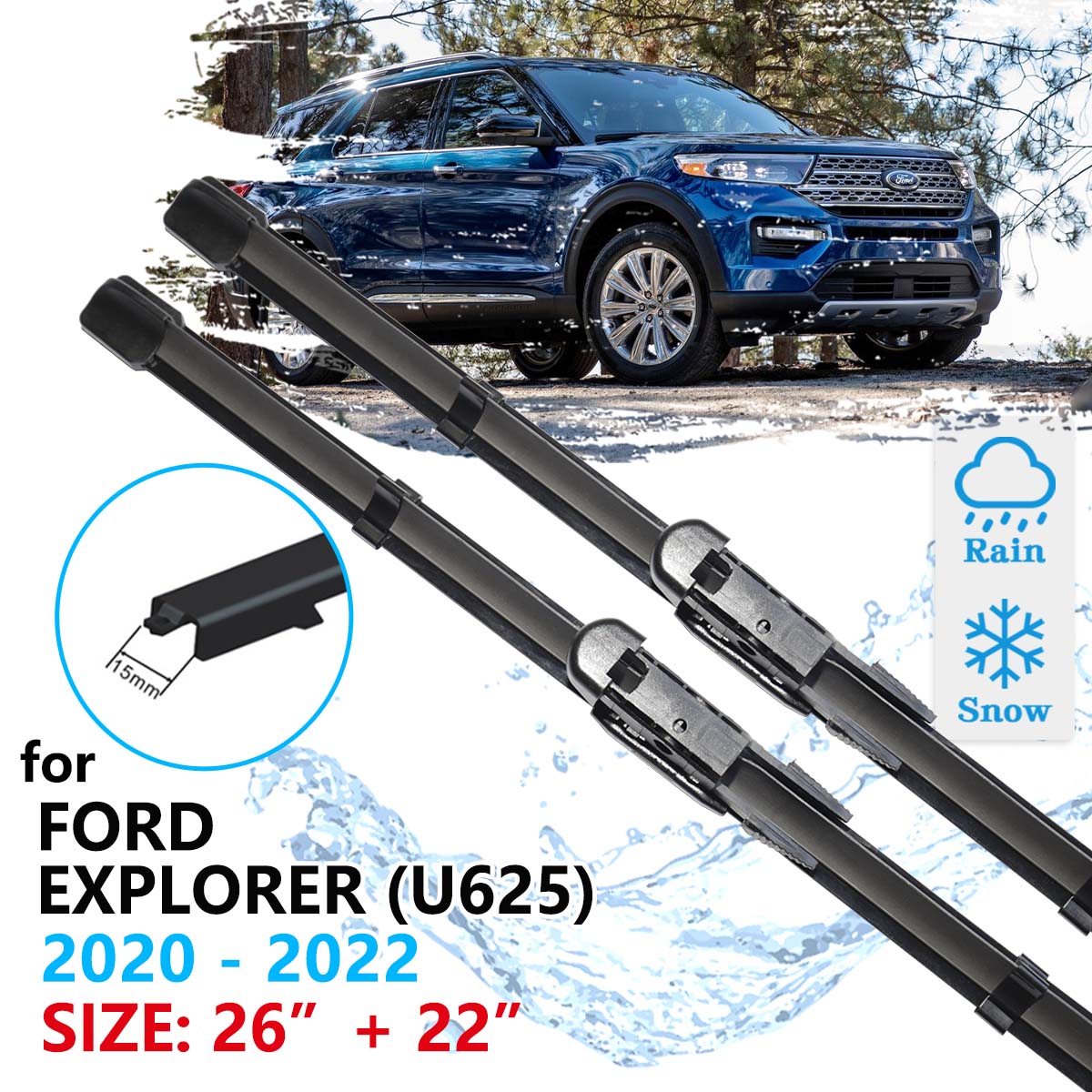 Für Ford Explorer U625 2021 2022 2023 Auto Front Wischer Klingen Reinigung Windschutz Windschutzscheibe Windows Auto Zubehör Brusher Waschen – Detail 2