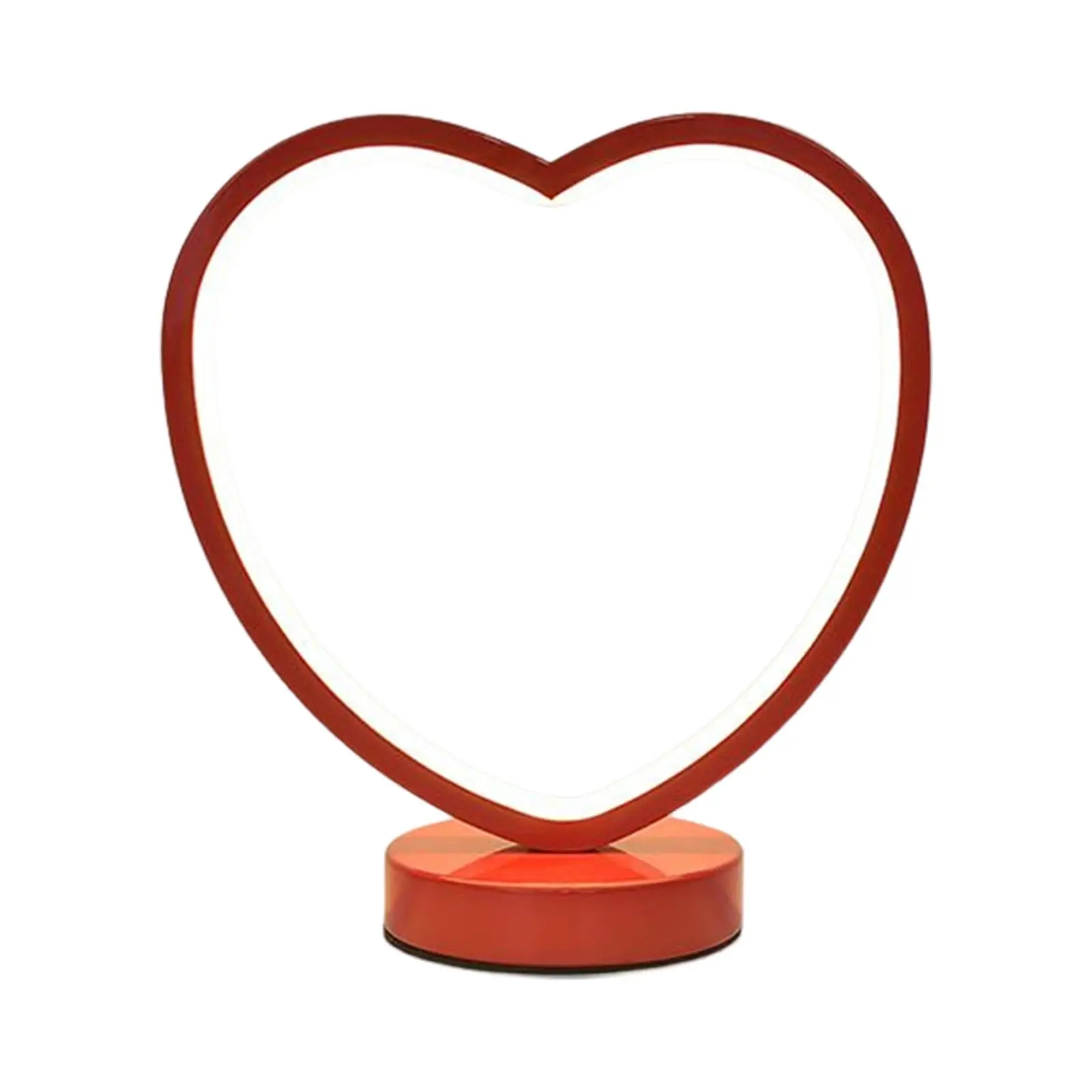 Heart Shaped Desk Light Decoration Red Frame Warm White Metal Table Lamp for NightStand Dining Room Bedroom Party New Year