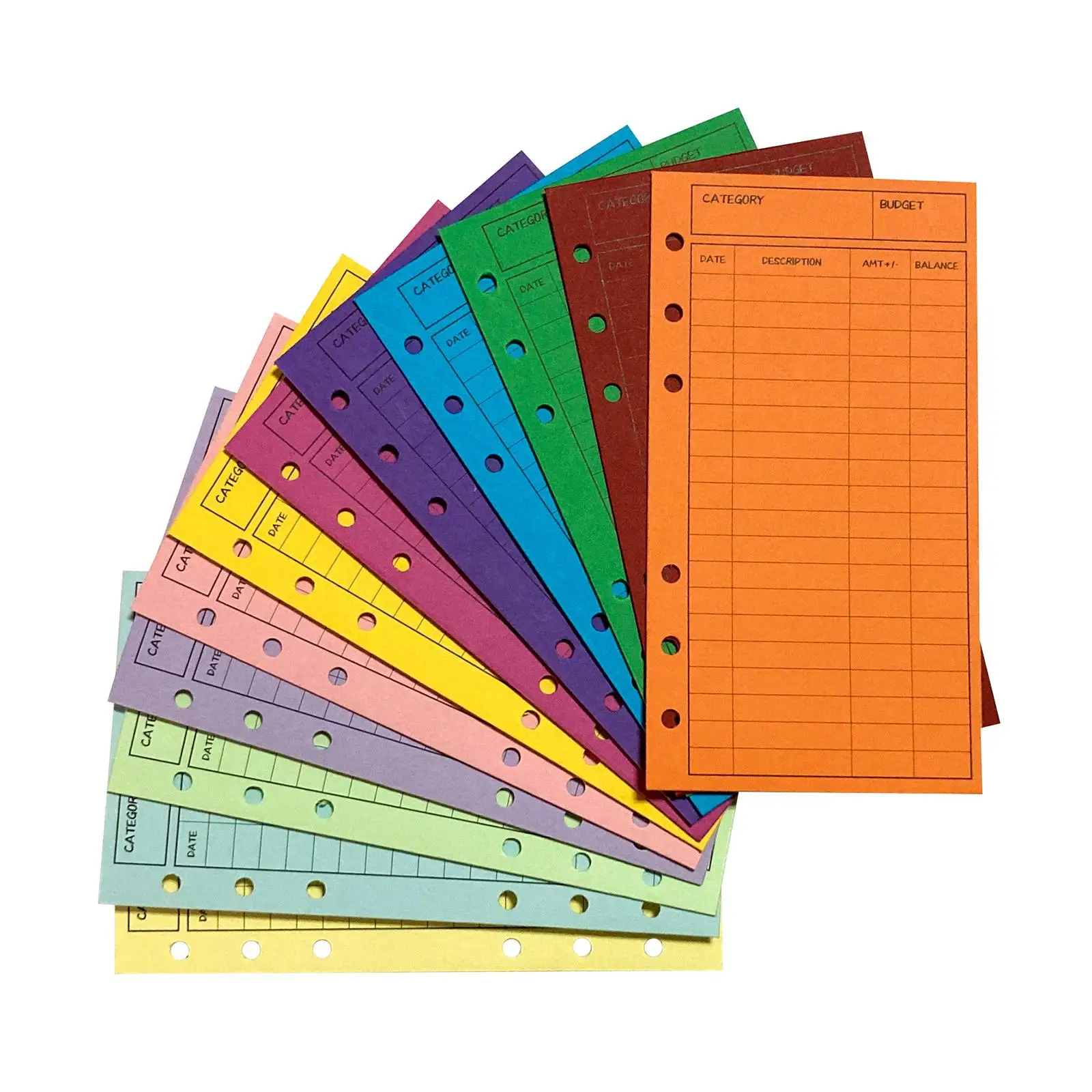 12Pcs Budgeting Envelopes Cardstock Budget Binder Deposit Envelopes with Punch Hole Stylish Cash Envelope System Assorted Colors