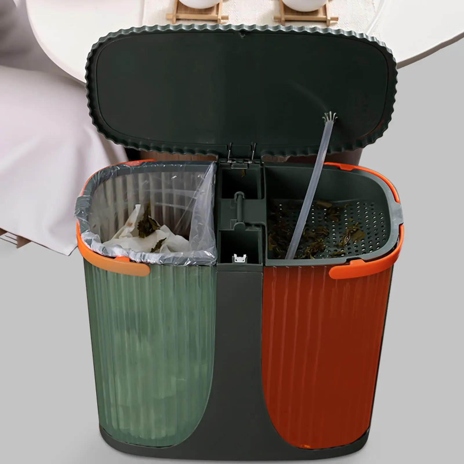 Double Bucket Lid Tea Dregs Bucket Water Storage Waste Recycle for Business Living Room Kitchen