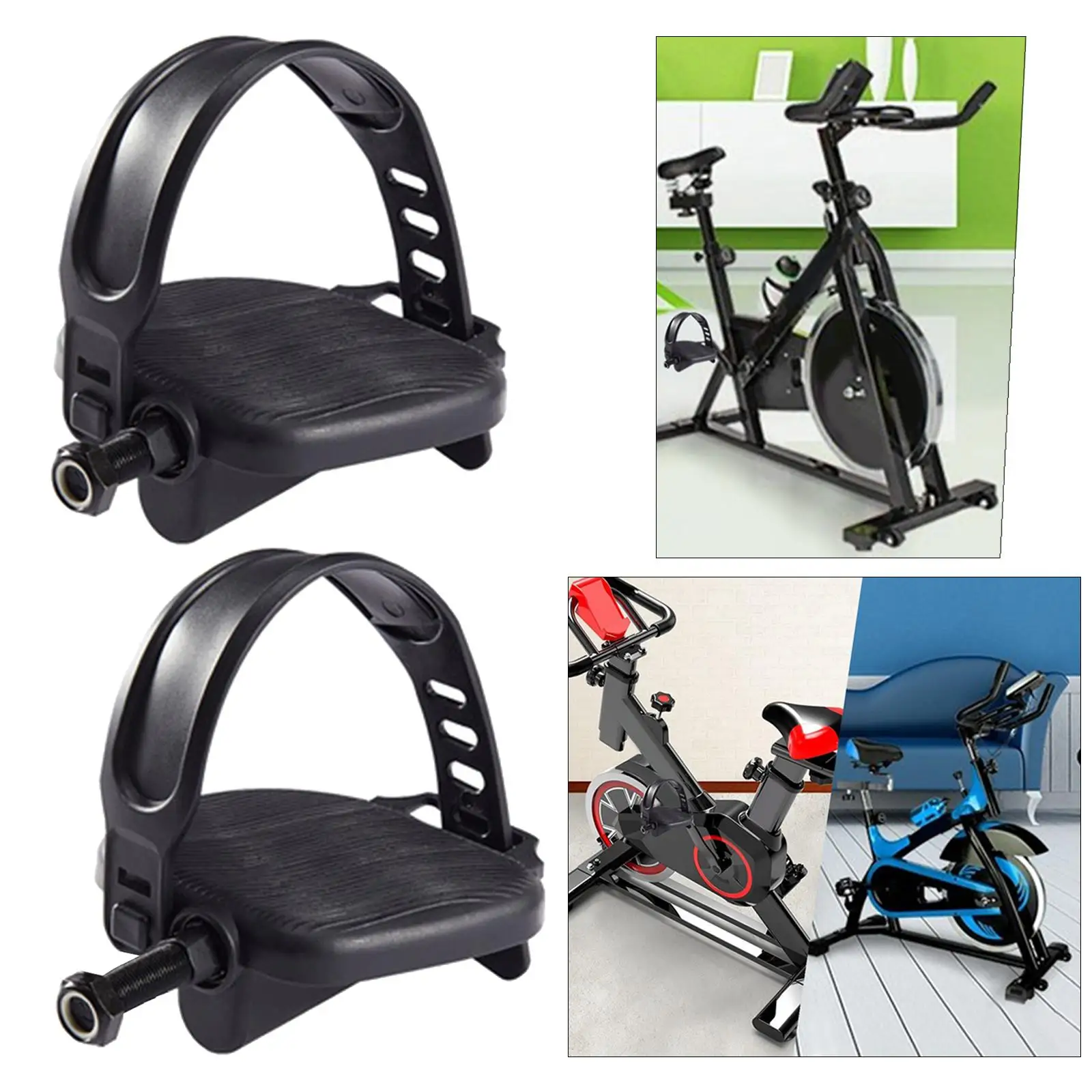 1 Pair Exercise Bike Pedals with Adjustable Straps Fitness Equipment Accessories