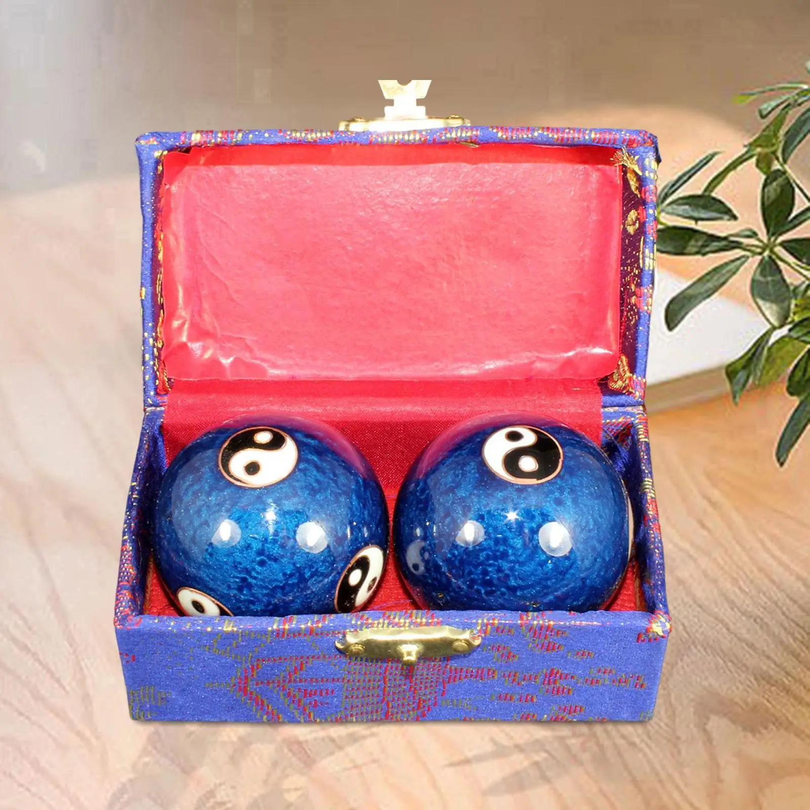 2 Pieces Massage Balls with Storage Box Exerciser Durable Baoding Balls Chinese Exercise Handballs for Parents Elderly Children