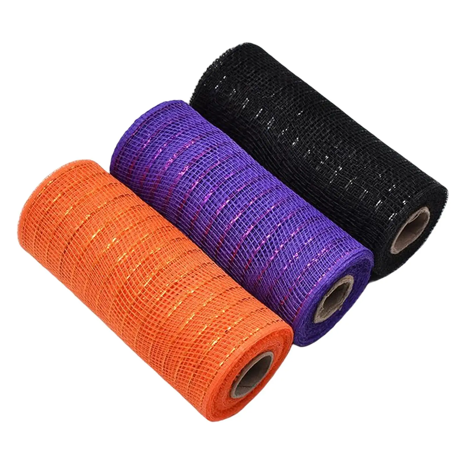 3 Rolls Poly Mesh Ribbon 6 inch Width Twist Ties Mesh Rolls for Wreaths Gift Wrapping Bows Home Decor Autumn Fall Ribbon