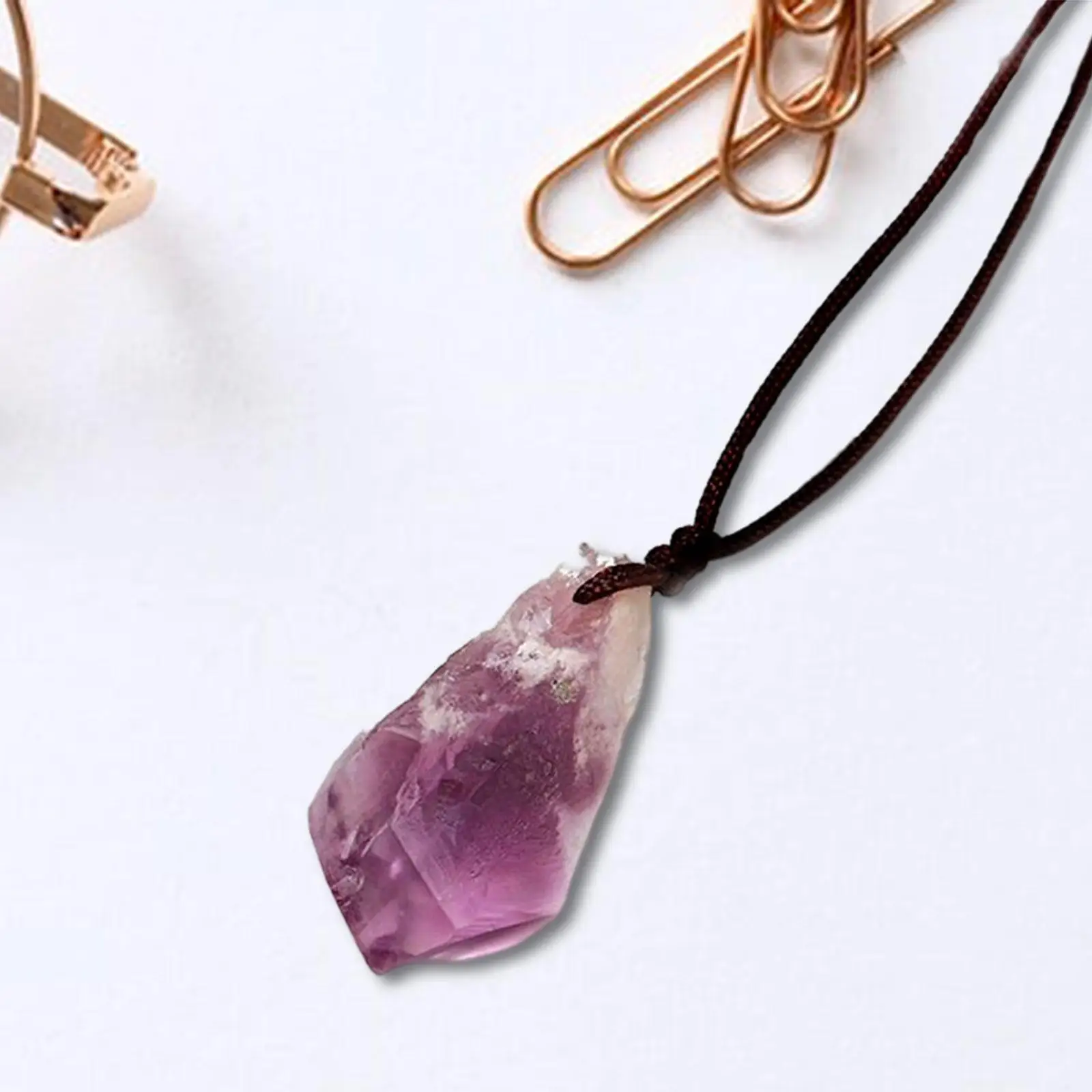 Fashion Violet Stone Necklace Hanging DIY Decoration Jewelry Amethyst Crystal Necklace for Anniversary Meditation Women Gifts