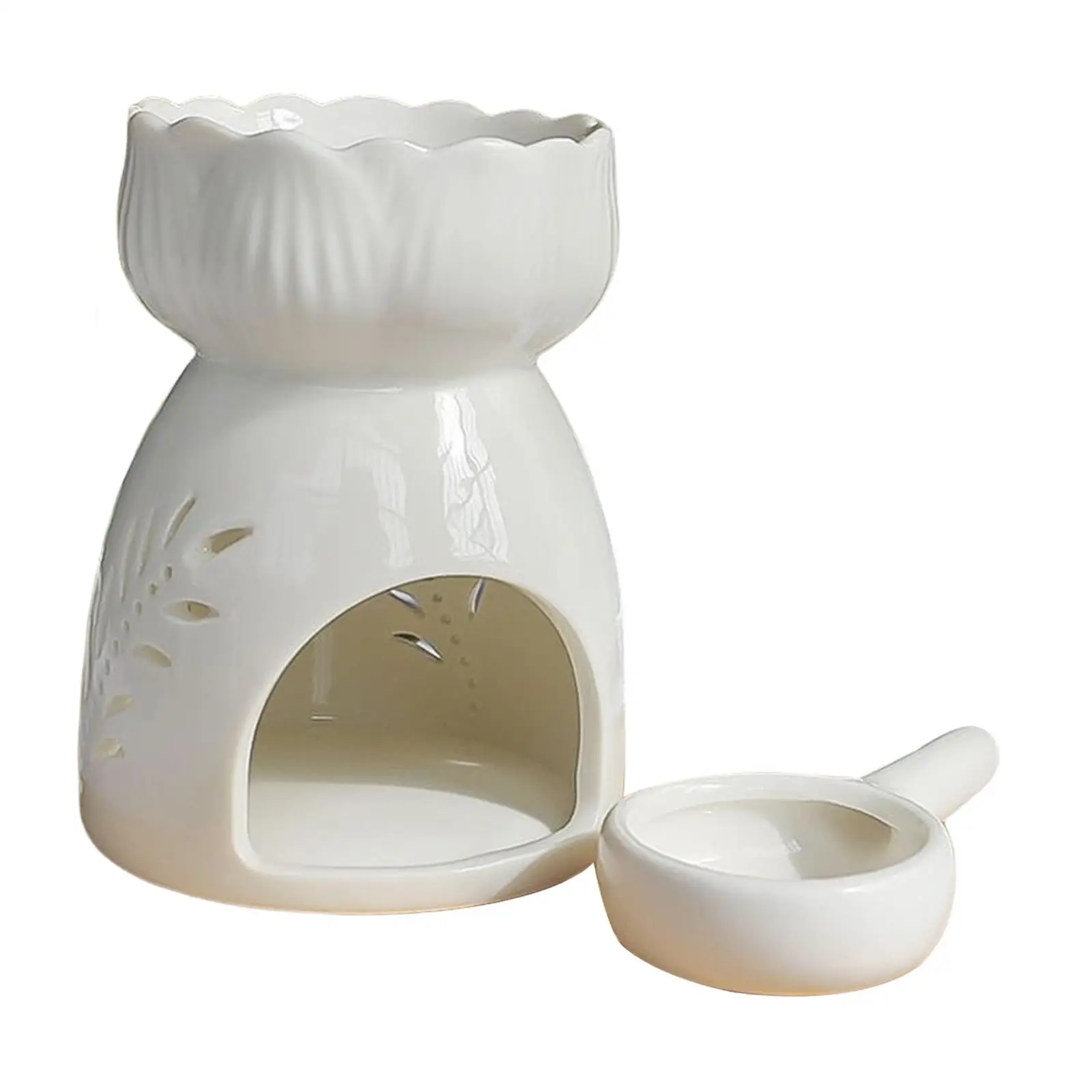 Portable Ceramic Tealight Holder Elegant Burner Essential Oil Burner Lamp for Wedding Indoor Home Decoration