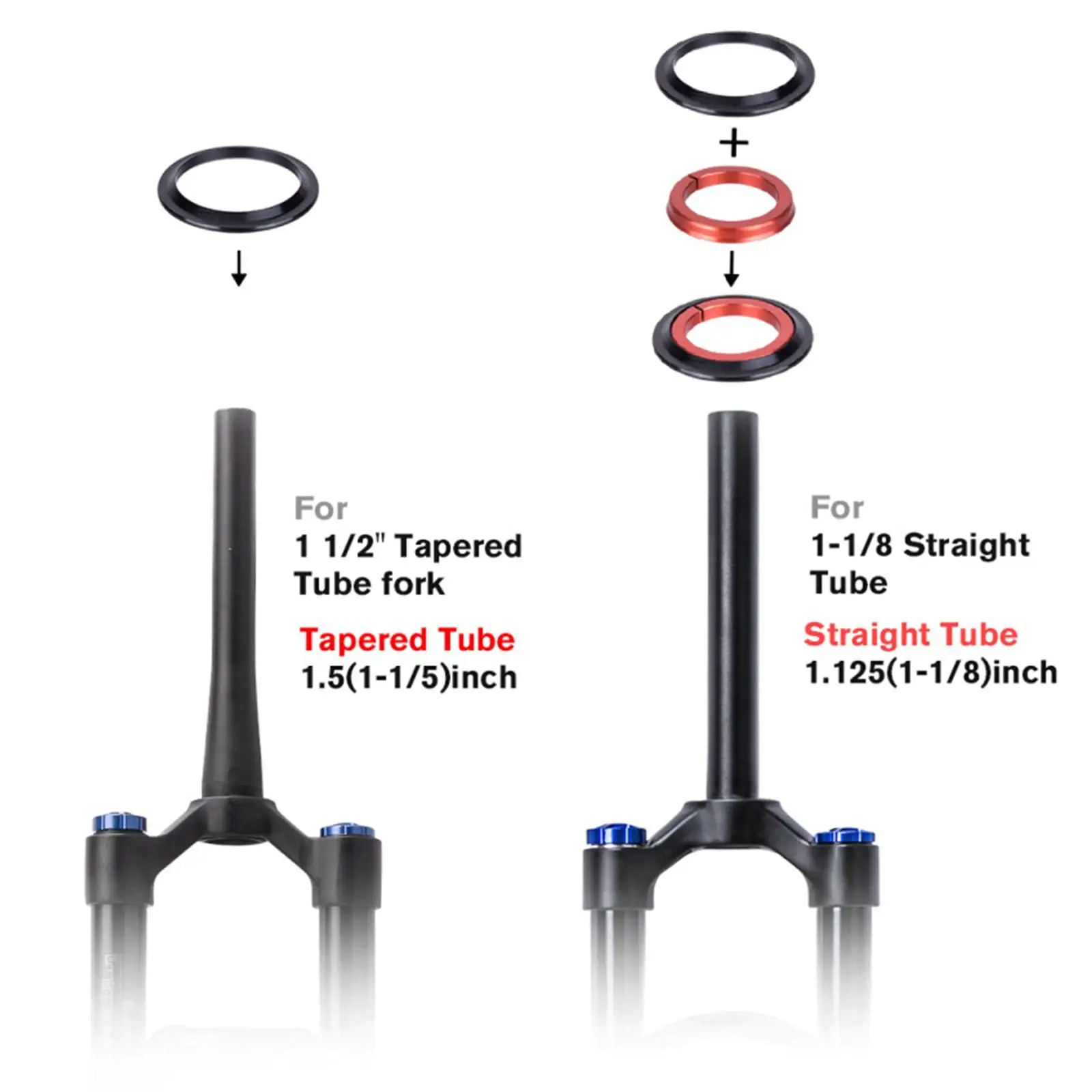 42mm Road  Headset, Replacement Black  Bearing Repair Parts for Tanke MTB Bike, Tapered Tube Fork, Straight Fork Cycling 