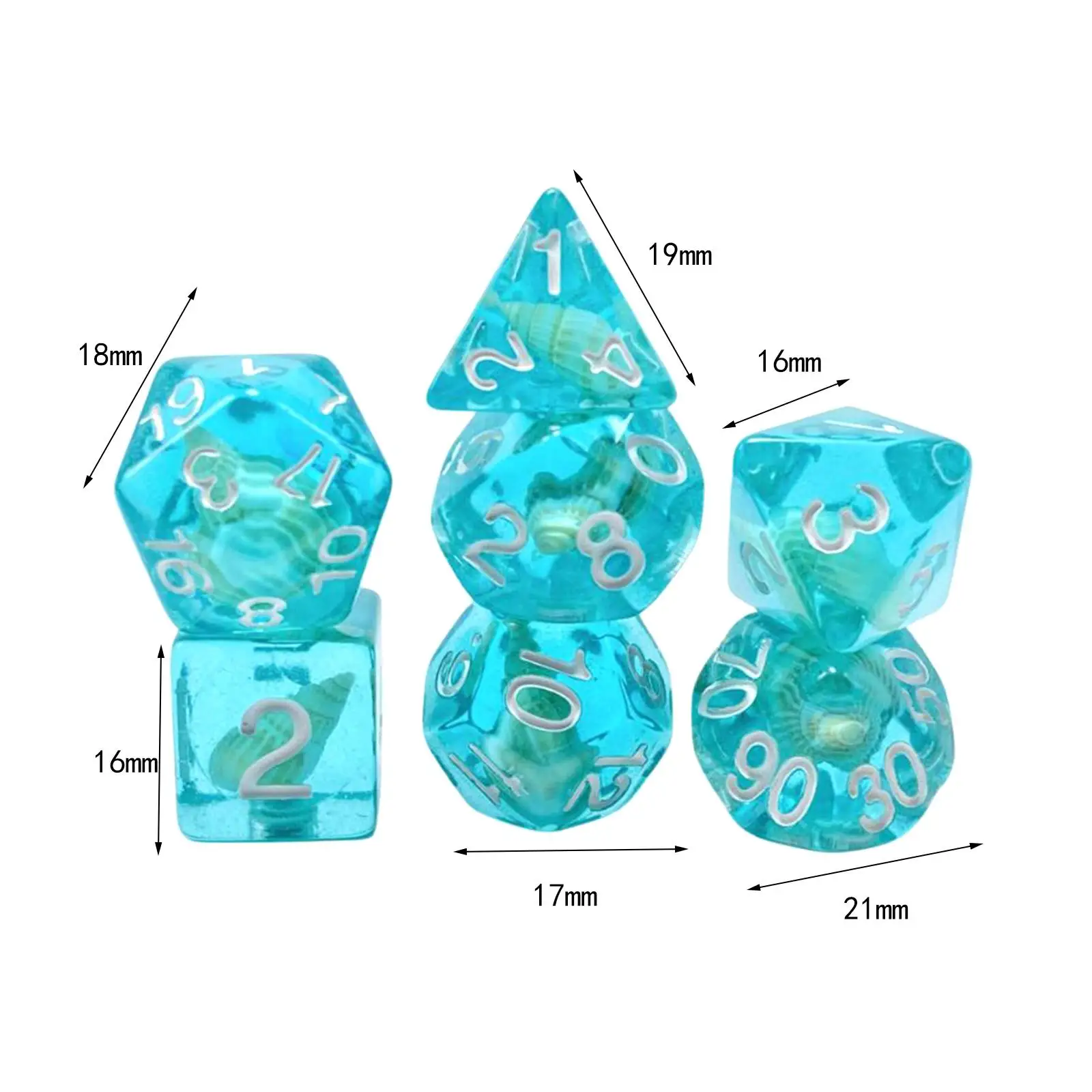 7x Polyhedral Dices Set Playing Dices D4-d20 Multi Sided Dices for Role Playing Game Board Game Card Party Game Card Games
