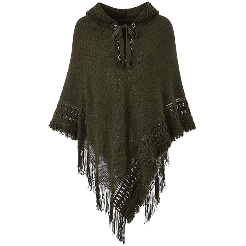 borla laço-up oversized poncho cape