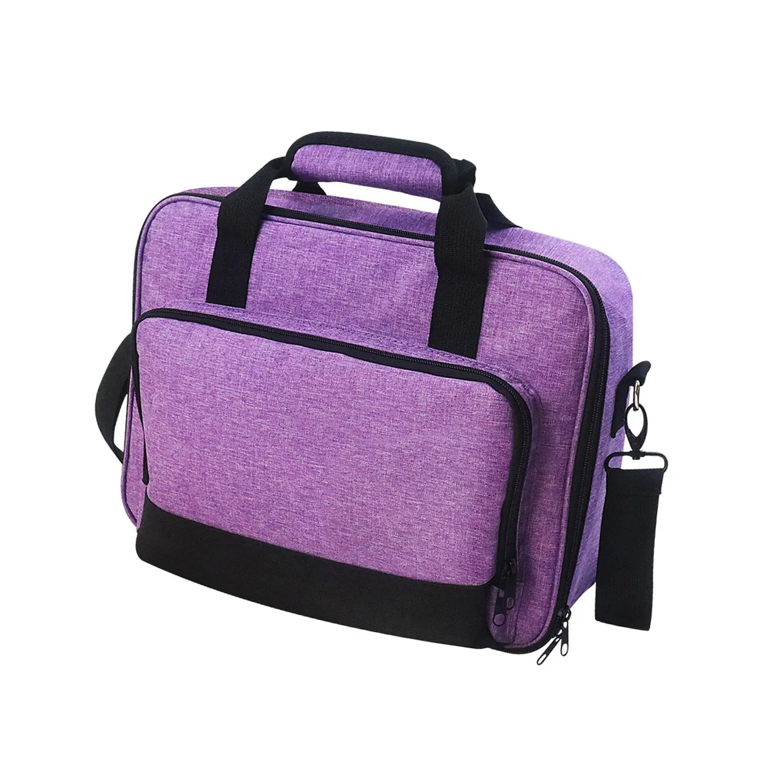 Portable Projector Storage Bag 36x28x10cm Detachable Shoulder Strap Sturdy Handle Purple Stylish Versatile for Travelling