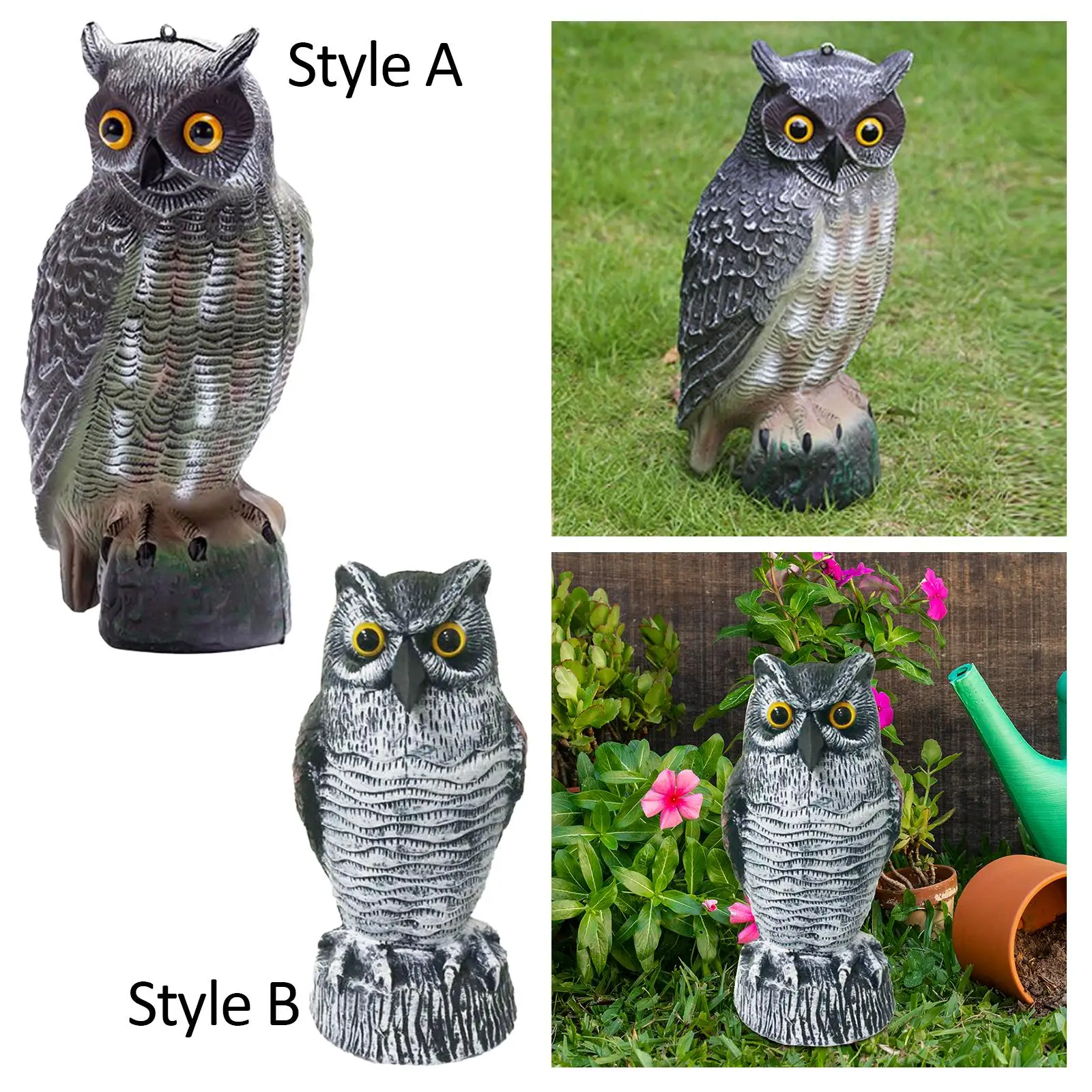 Bird Scarecrow Fake Owl Decoy Sculpture Realistic Owl Garden Statue Decoration for Patios Trees Garden Bird Ornaments