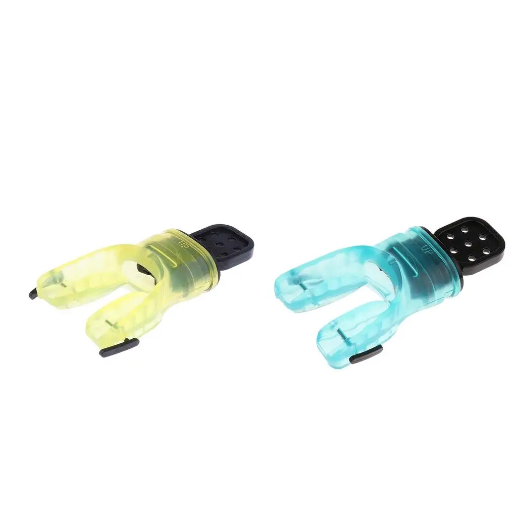 2 Scuba Diving Dive Snorkel Malleable Bite Mouthpiece Regulator Green / Yellow