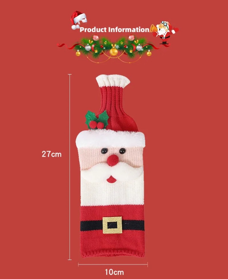 Description Picture 3 of itemChristmas Wine Bottle Cover Set Santa Snowman Woven Wine Bottle Bags For Christmas Party Dinner Table Decorations New Year Gifts