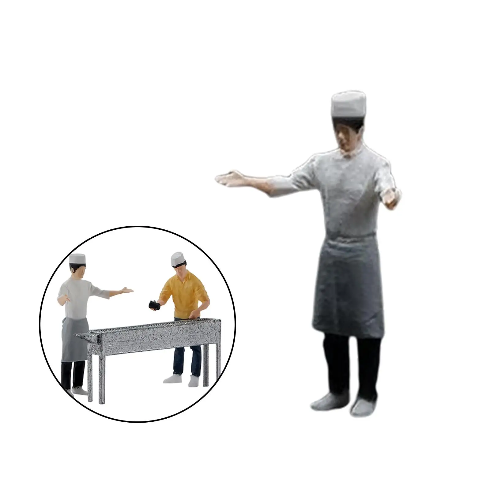 1/64 BBQ Chef Figures Diorama Scenery Train Railway Collections DIY Projects Decor