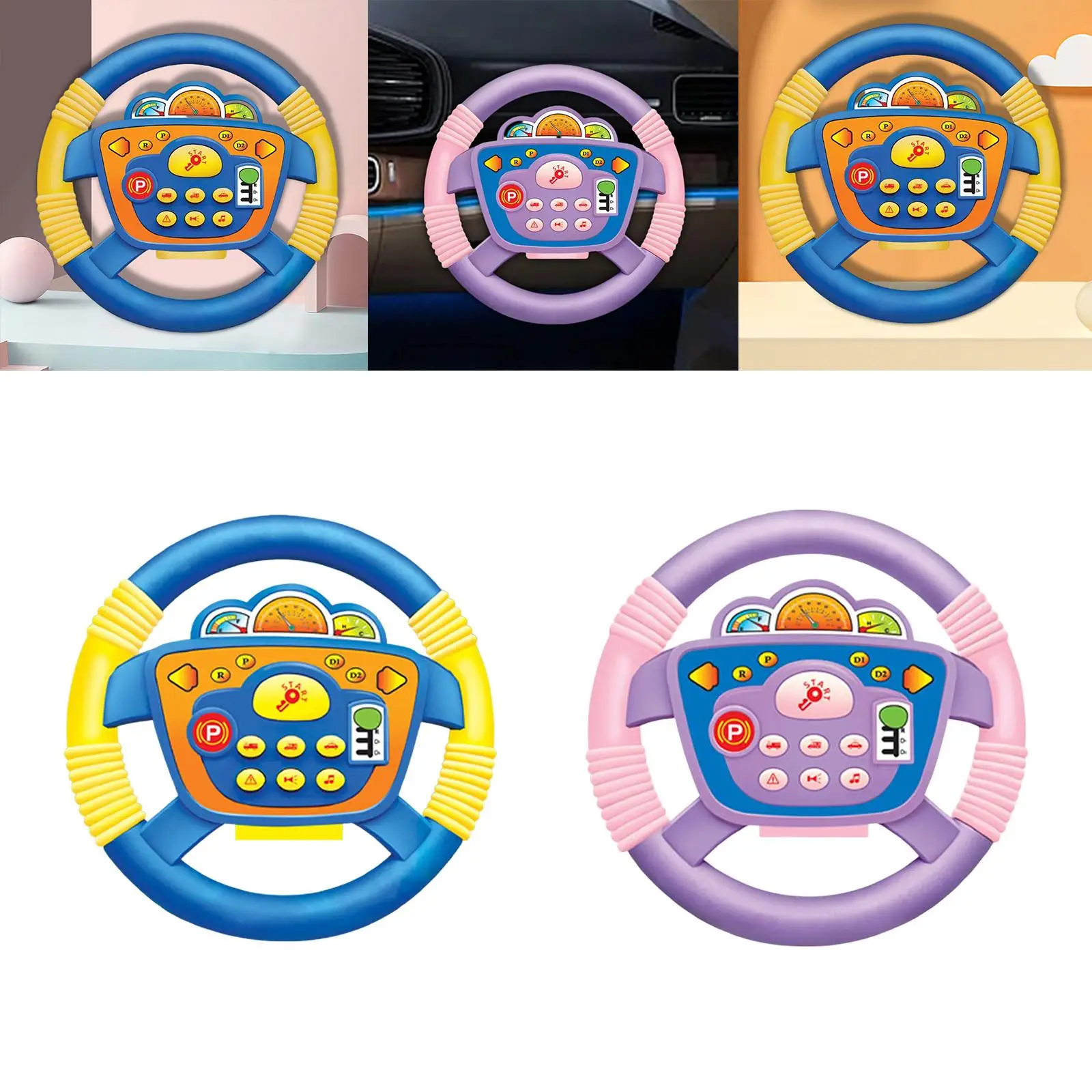 Musical Steering Wheel Toy with Music Pretend Driving Early Educational Toys