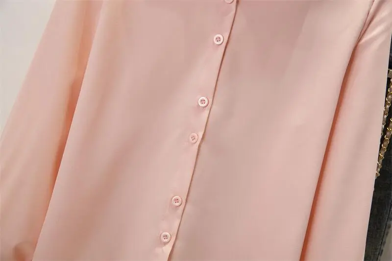 Frühling Herbst Chiffon hemd Frauen hemden Mode weibliche Langarm lose feste lässige Bluse Tops Büro Dame Hemden S-4XL – Detail 14