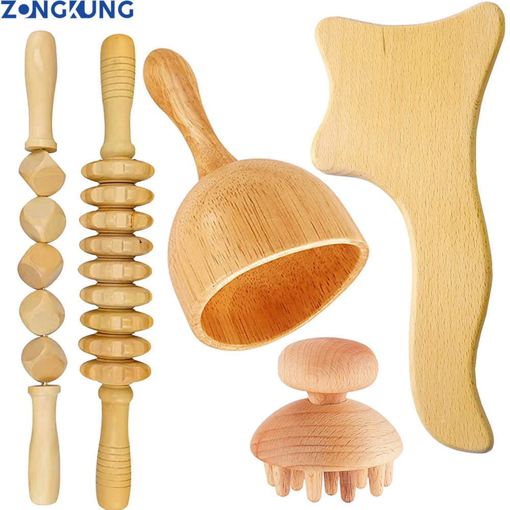 Best of ZONGKUNG Wood Therapy Massage Stick Maderoterapia Kit Wooden Gua Sha Set Lymphatic Drainage Massager Fascial Roller Stick Reviews & Tips