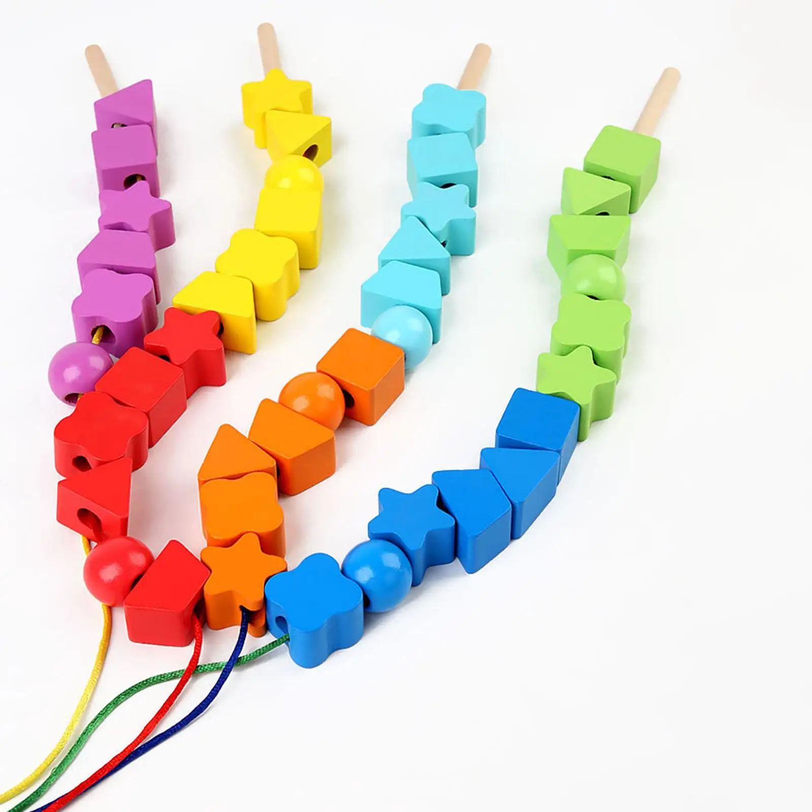 Multi Color Wooden Toys Learning String Early Education Rainbow Ages 3-5