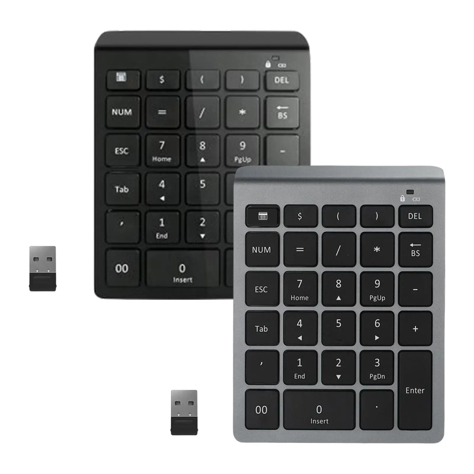 Wireless Numeric Keypad 2.4G 28 Key Number Pad Battery Powered for Computer