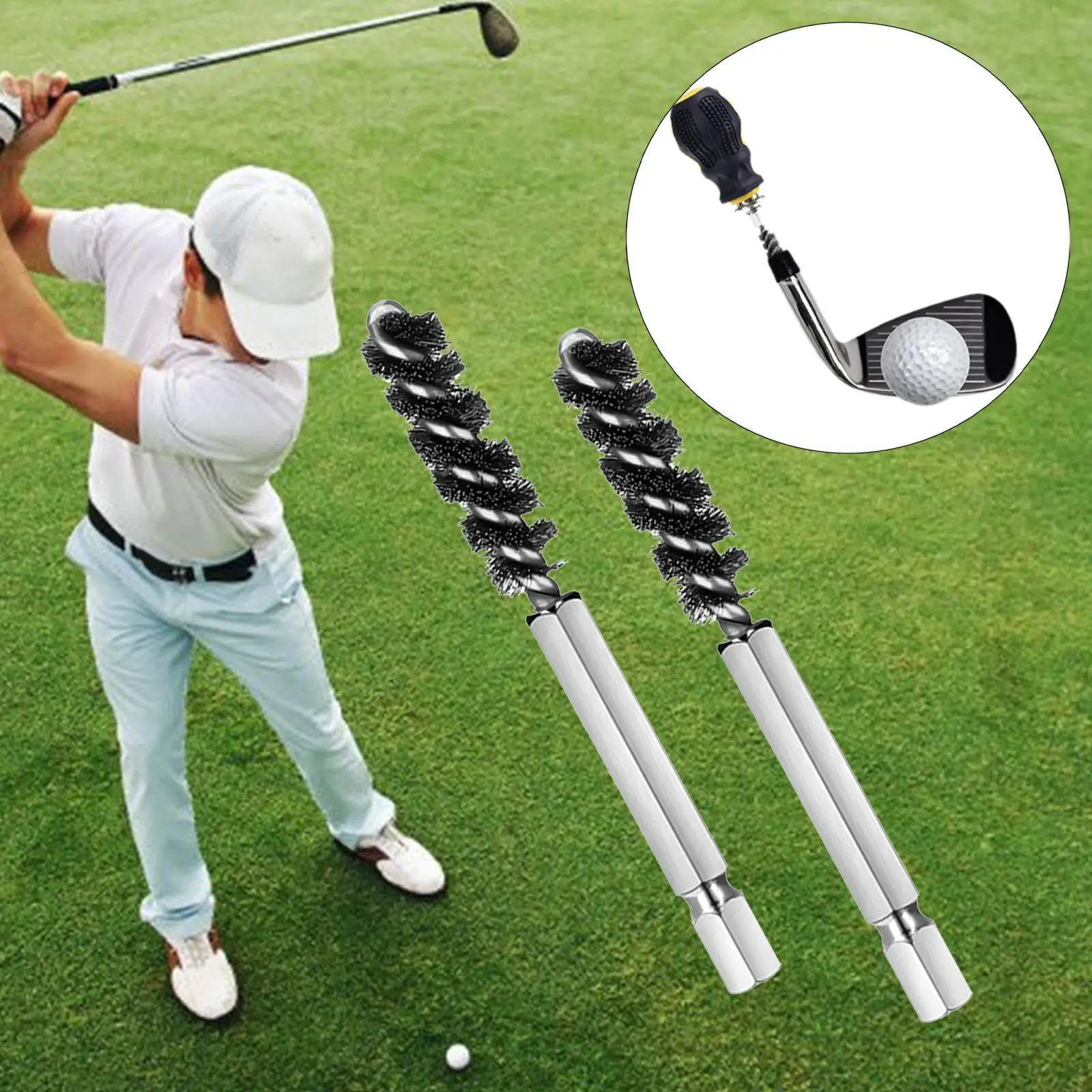 2Pcs Durable Fittings Multifunction Golf Club Head Hosel Brush for Polishing