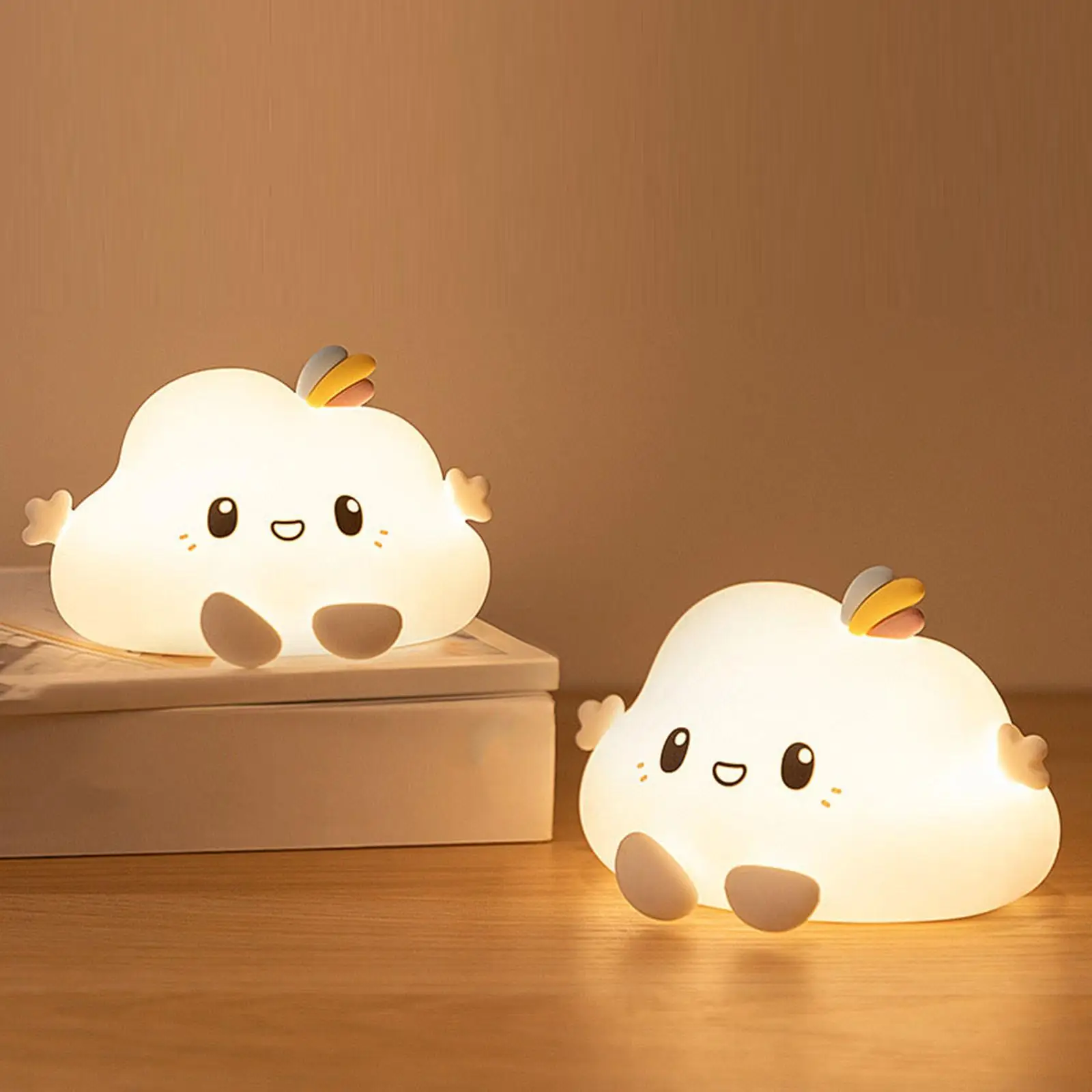 Cute LED Silicone Night Light USB Warm Light Dimmable Color Changing Lighting for Camping Sleeping Kids NightStand Bedside