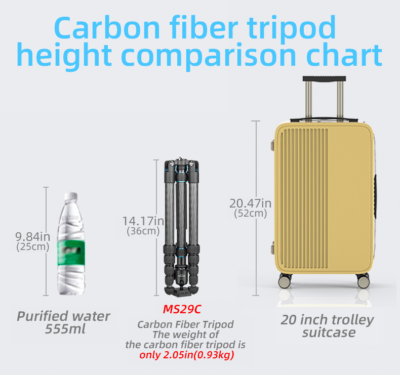 BEXIN Reise-Profi-Stativ Leichtes Carbonfaser-Einbeinstativ mit Kugelkopf für Canon Sony Nikon DSLR-Kameras – Detail 6