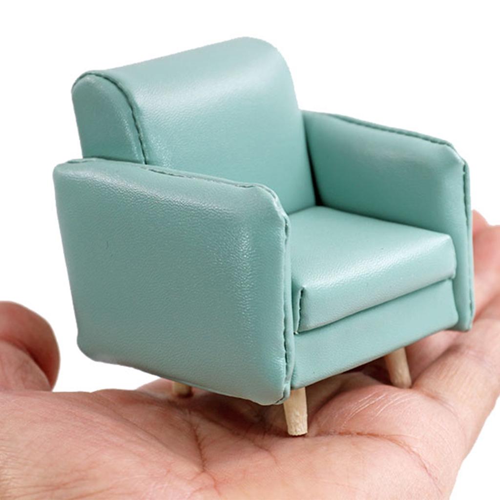 1/12 Leather Simulation Dollhouse Sofa Armchair Miniature Model Bedroom