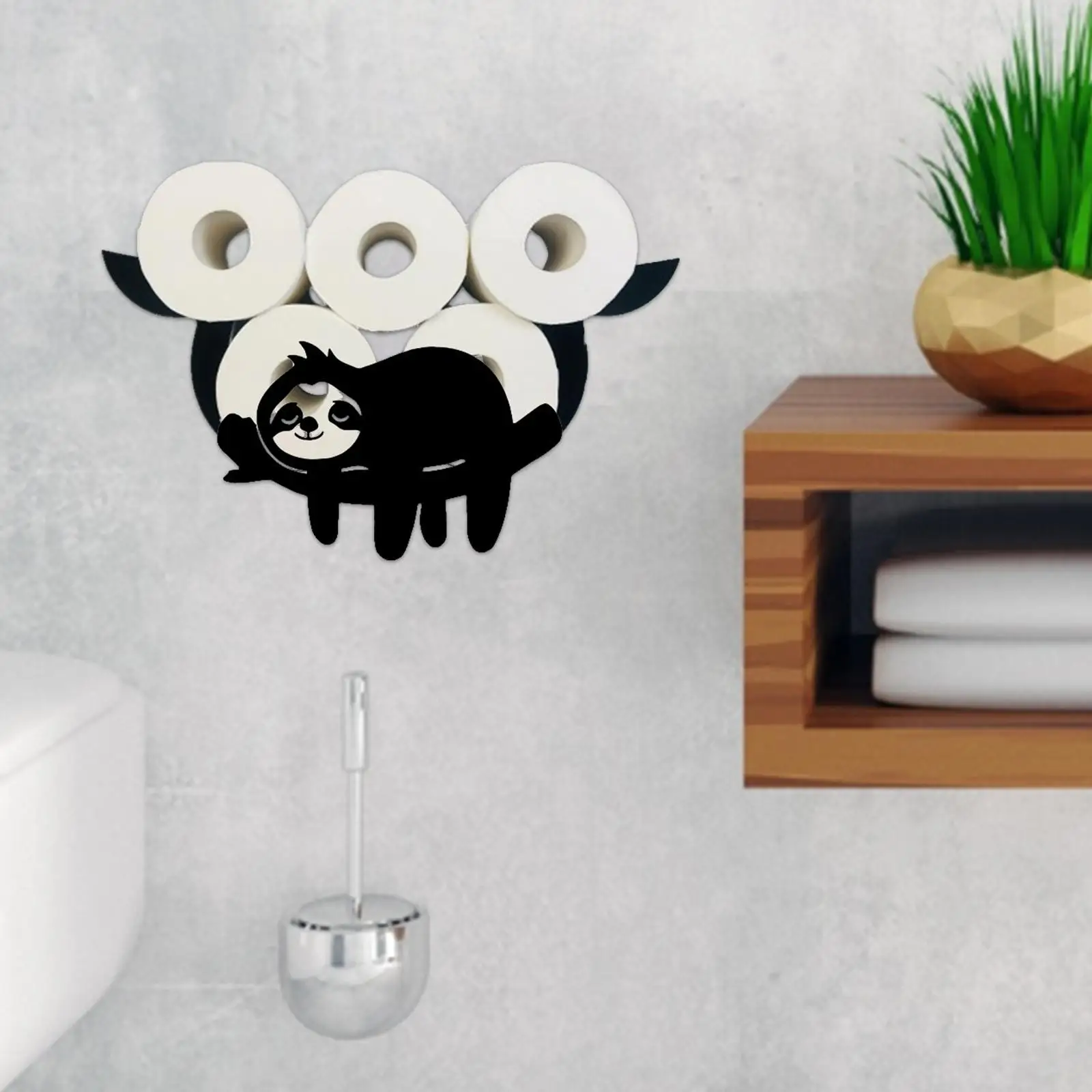 Iron Wall Mount Metal Tissue Basket Shelf Toilet Paper Holder for Office Kitchen Bathroom 5 Rolls