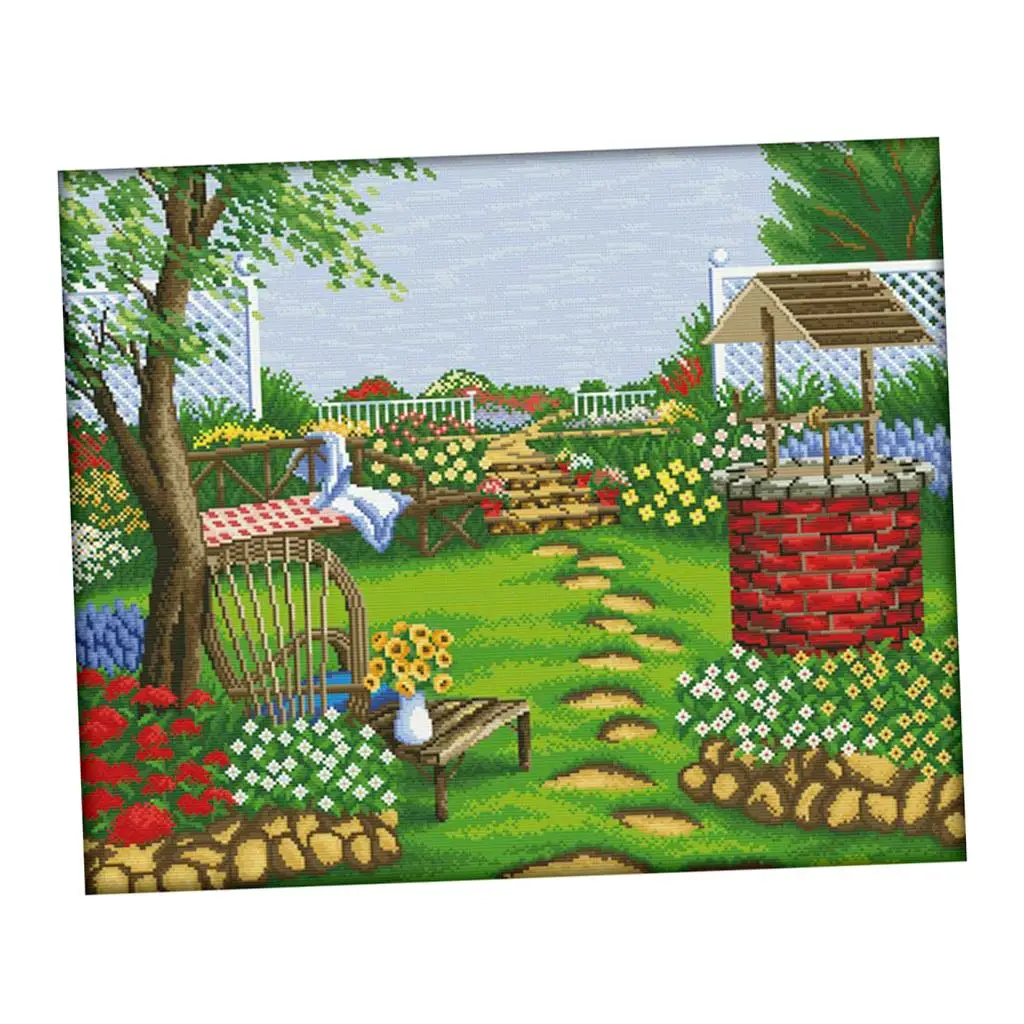 Stamped Cross Stitch Kits 11 Counted Backyard Garden Cloth  Work For Adult