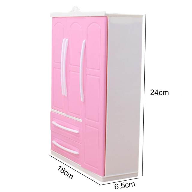 For Barbie Doll Furniture Accessories Plastic Toy With Light Dressing Table  Wardrobe Wardrobe Set Play Holiday Gift Girl DIY - AliExpress