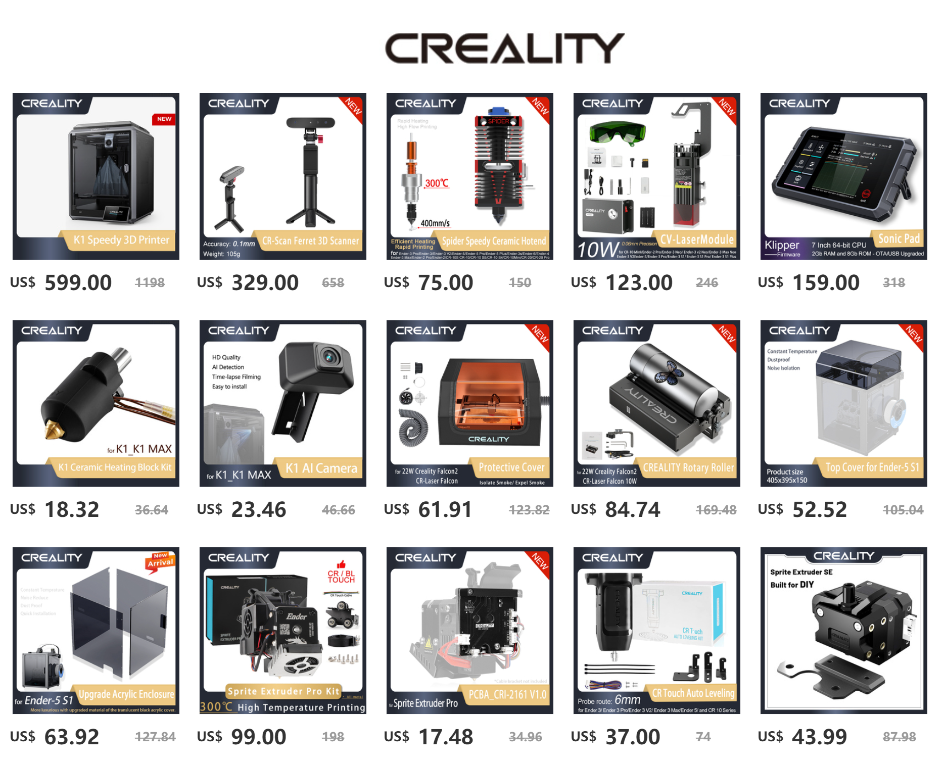 creality motor deslizante x linha central z