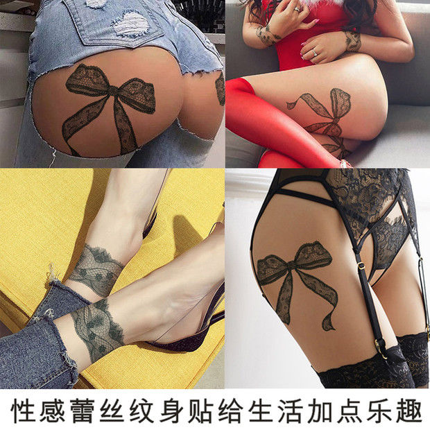 Wasserdicht Temporäre Tätowierung Aufkleber Bogen Knoten Sexy Spitze Schmetterling Blume Arm Bein Körper Kunst Flash Tattoo Gefälschte Tatto für Männer Frauen – Detail 2