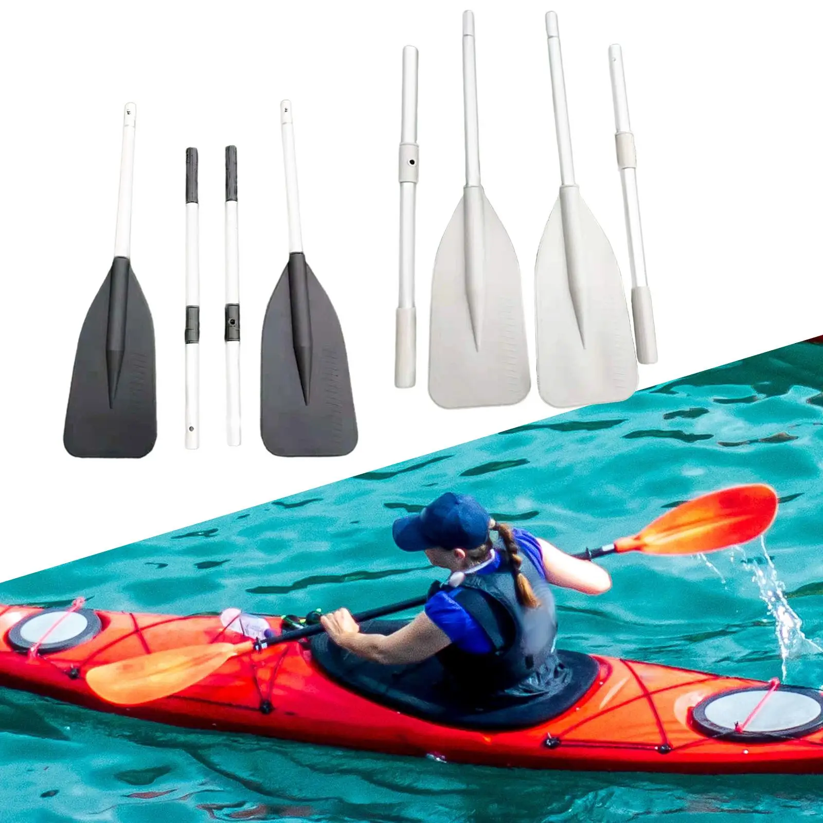 2Pcs Kayak Paddle Removable Accessories Portable Lightweight Packable for Stand up Boat Surfing Canoeing Paddleboard Surfboard
