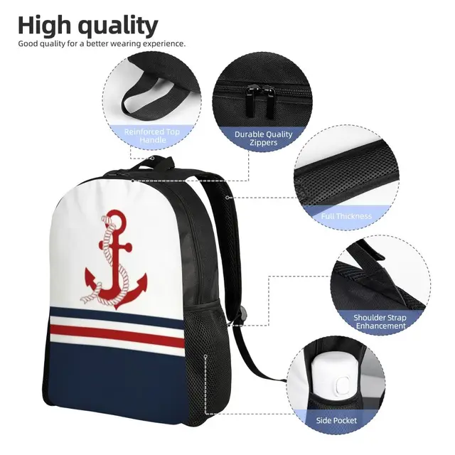  Kcldeci School Backpack Sea Anchor Pink Stripes Nautical Backpack  School Bag Laptop Book Bag Rucksack Daypack Shoulder Bag Fits 14 Inch  Laptop : Electronics