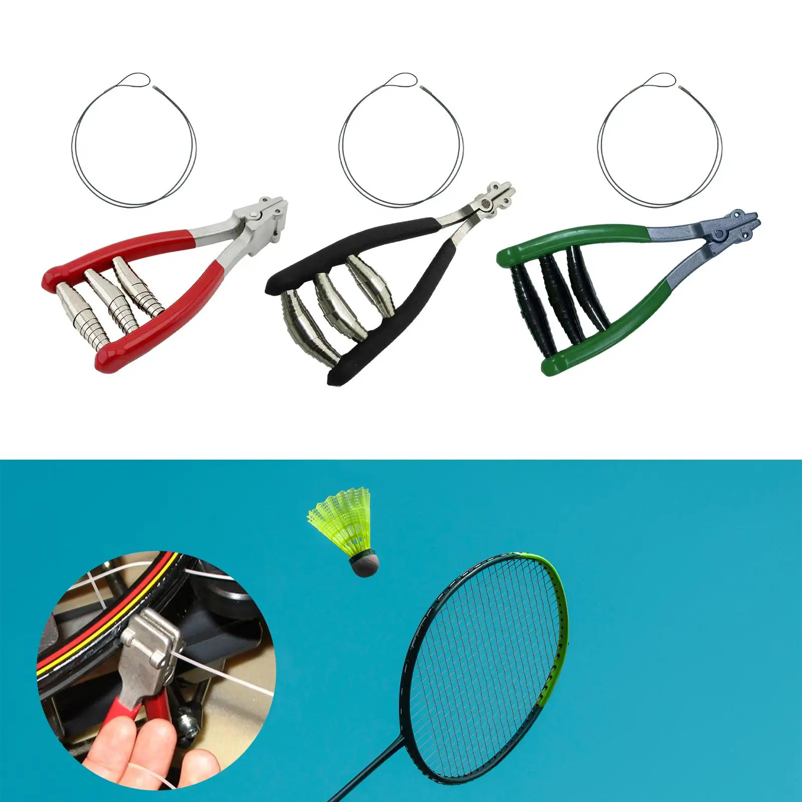 Sports Starting Clamp Badminton Stringing Clamp 3 Spring Alloy Manual Tennis Equipment for Tennis Racquet Badminton Racket