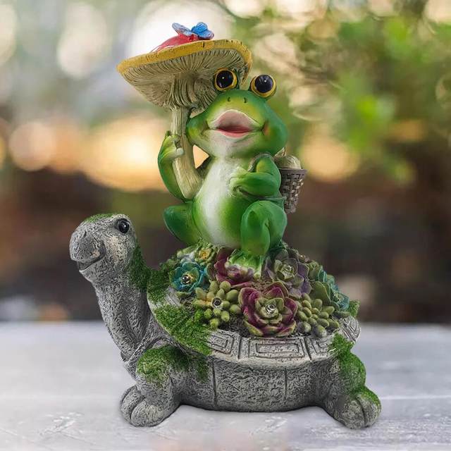 Selling Solar Garden Statue Outdoor Decor, Squirrel Siting on Turtle Statue