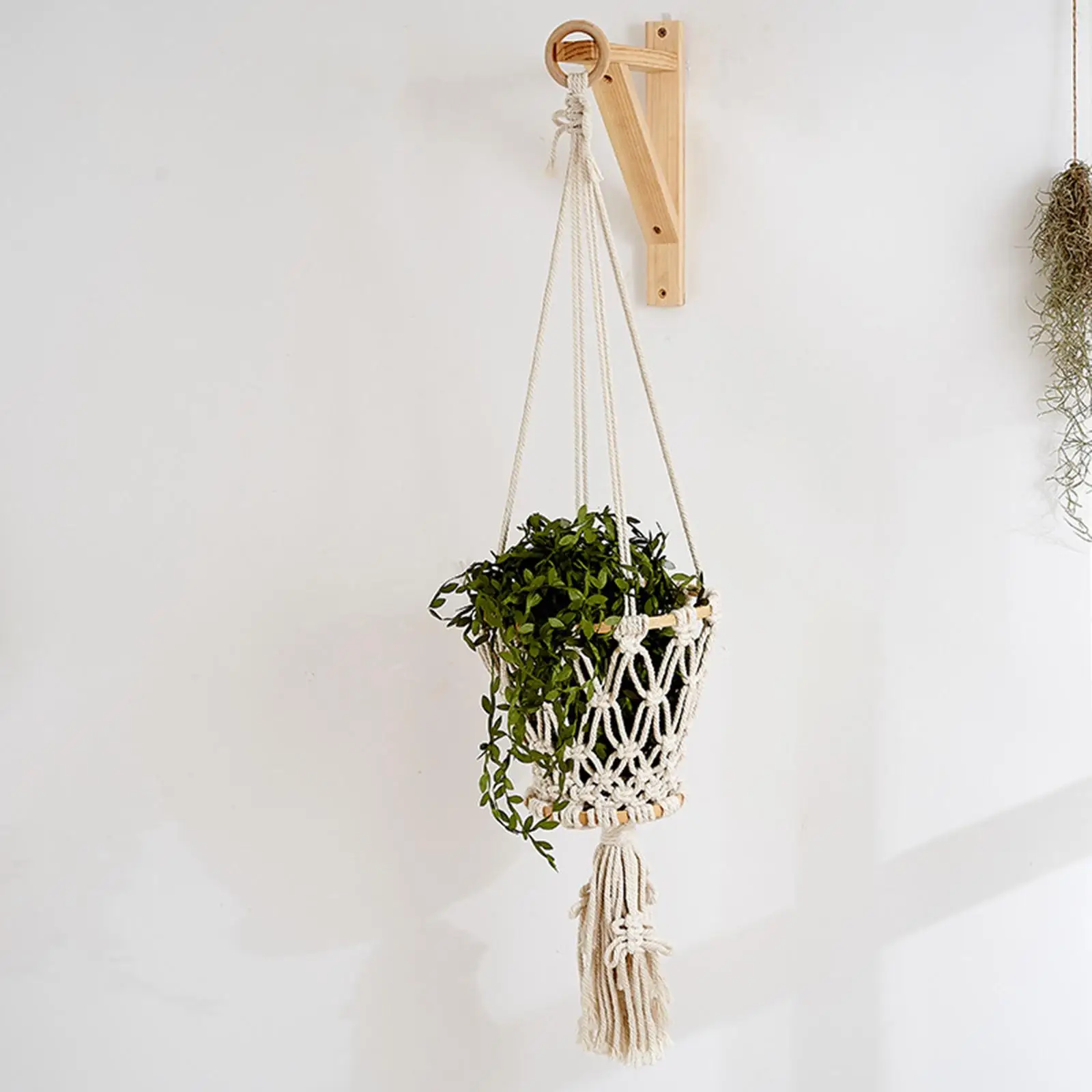Hanging Basket Bohemian Cotton Rope Handmade Boho Storage Basket Pot Holder Indoor Living Room Deck Decoration