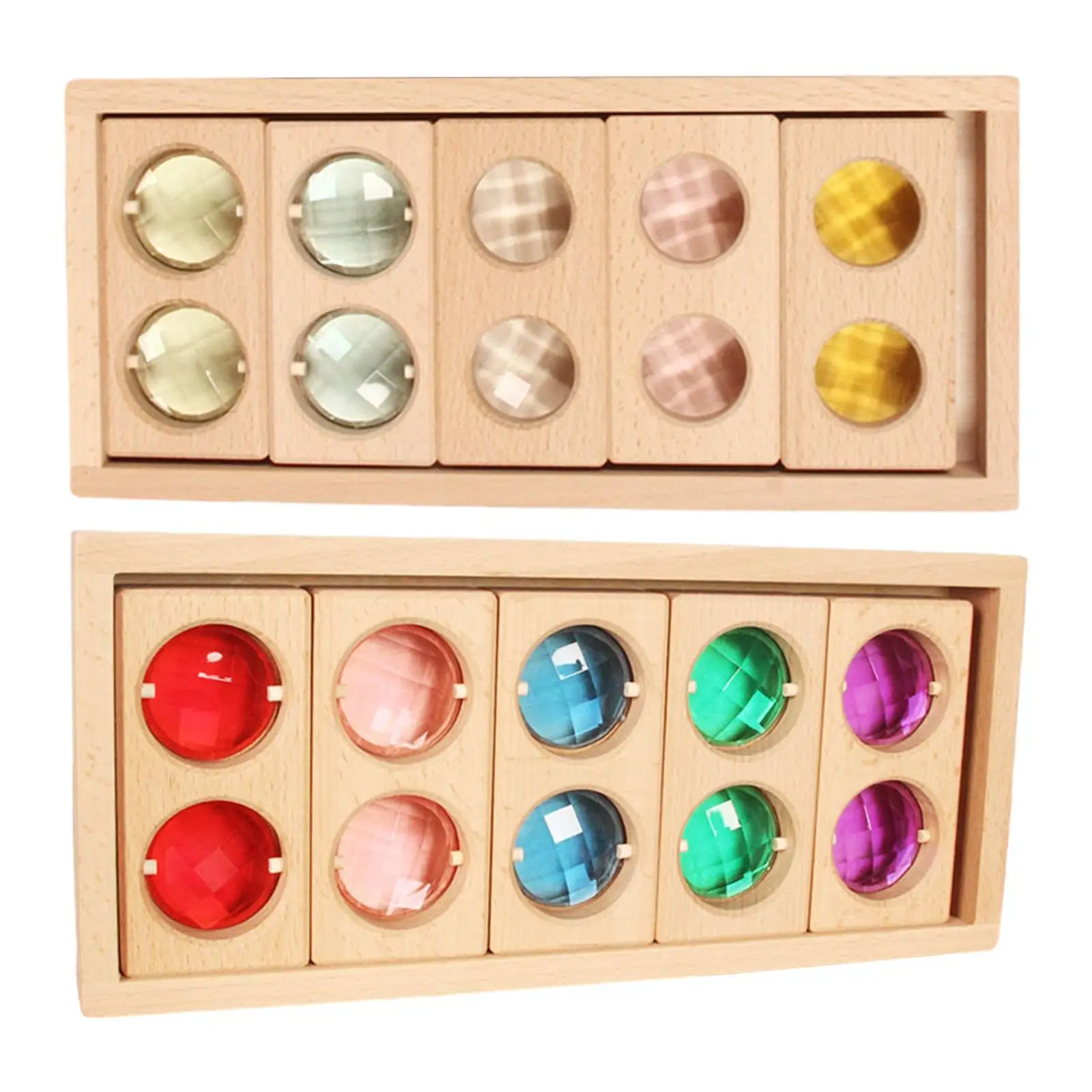 Wooden Toy Colorful Rainbow Gemstone Blocks for Developing Color Perception